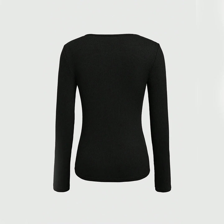 Knitted basic top with cutout design - Irene