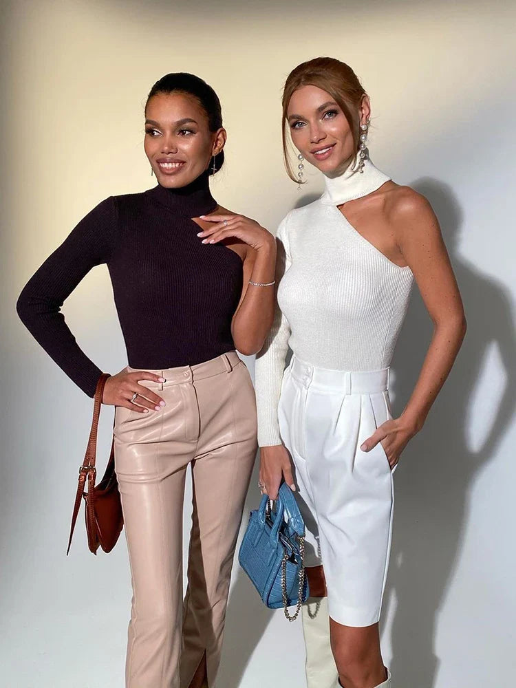 One-Sleeve Turtleneck Shirt - Hili