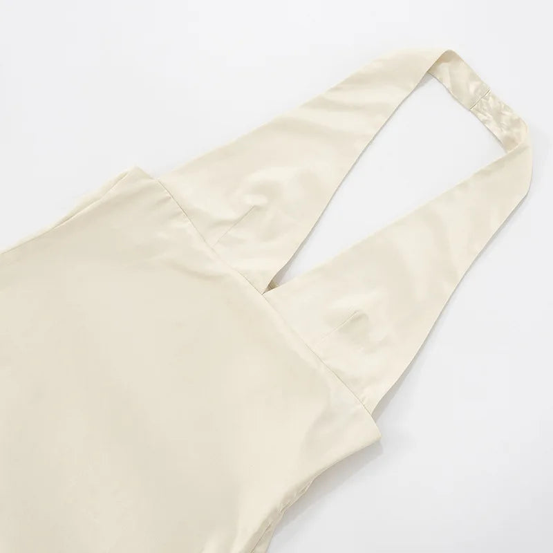 Satin mini dress with V neckline decorated with matching scarf - Karina