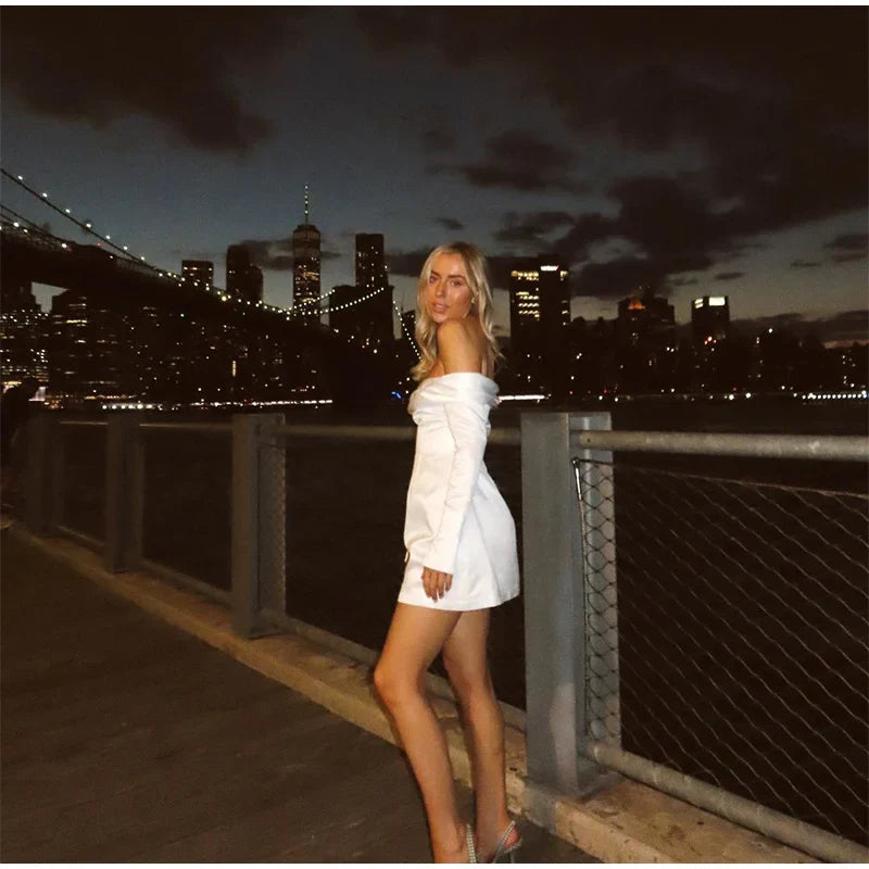 A-Line Mini Dress with Bare Shoulders - Miranda