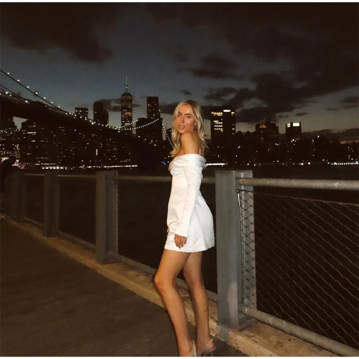 A-Line Mini Dress with Bare Shoulders - Miranda