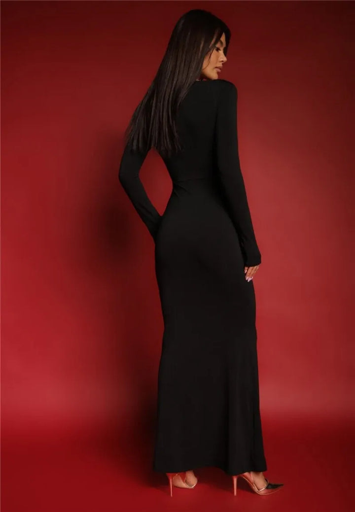 Maxi dress with gold butterfly buckle decoration - HILA