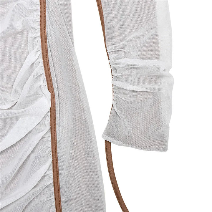 Midi ruched dress with asymmetrical neckline - LOV