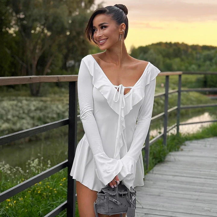 Mini Dress with Ruffle and Bell Sleeves - Philly