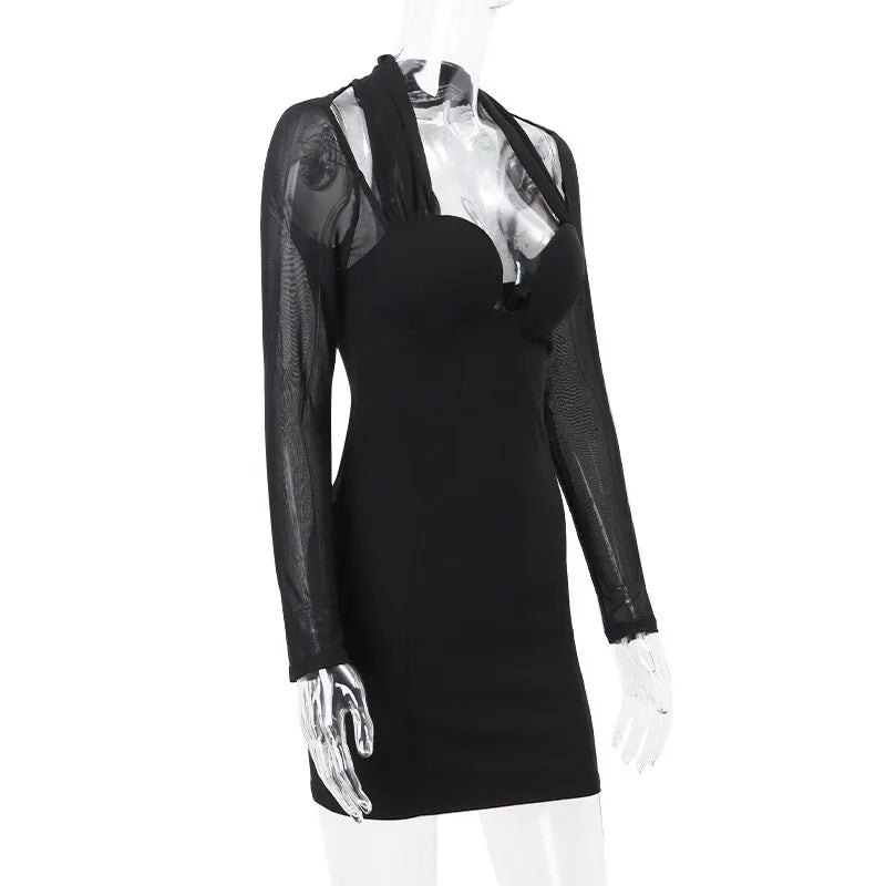 Fitted mini dress with chiffon sleeves - Laila