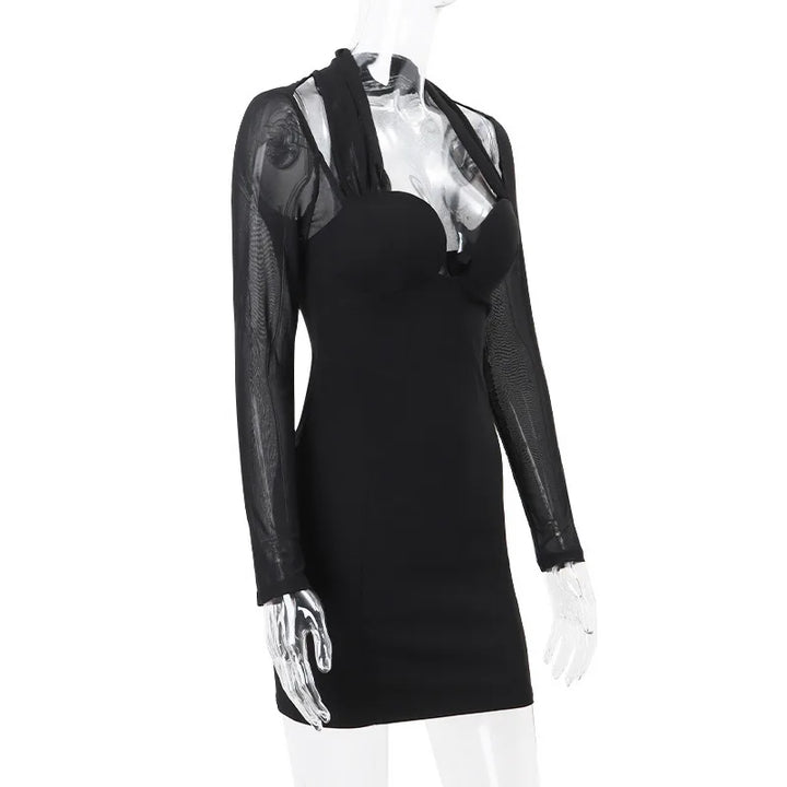 Fitted mini dress with chiffon sleeves - Laila