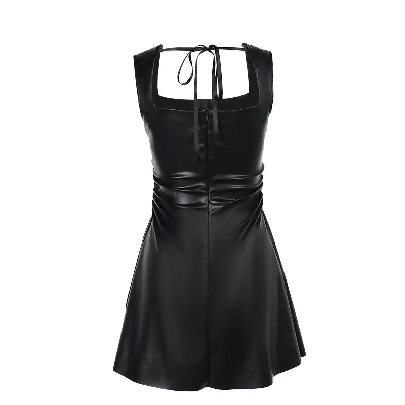 A-Line Faux Leather Mini Dress - Carol