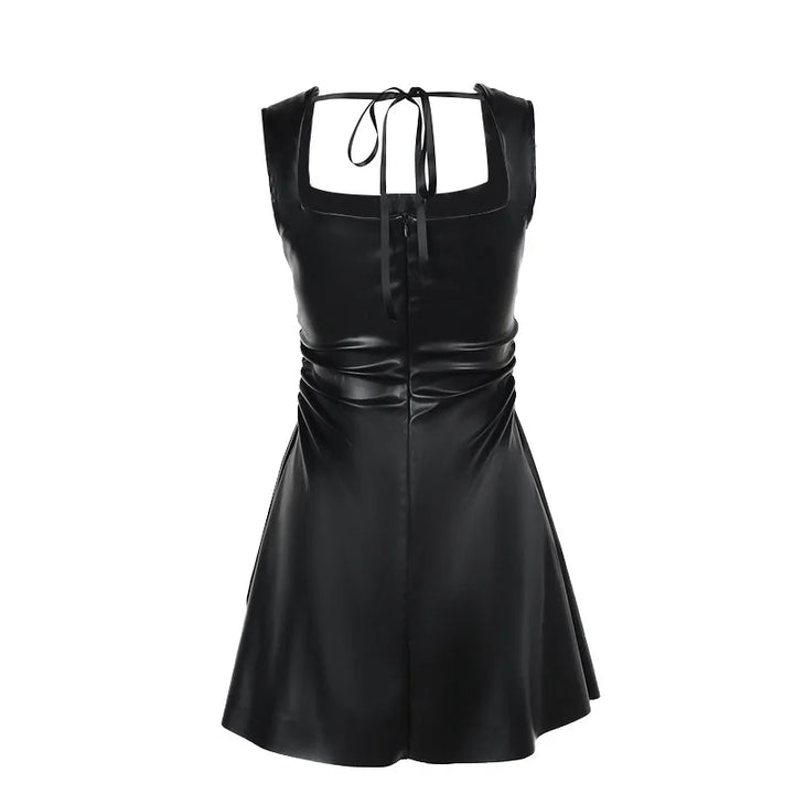 A-Line Faux Leather Mini Dress - Carol