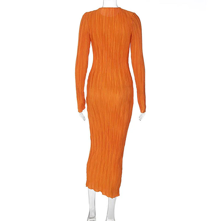 Ruched Shiny Fabric Maxi Dress - Abigail