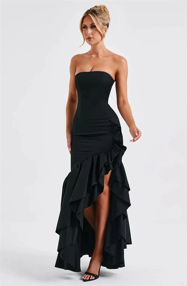 Maxi strapless ruffled dress with slit design - Rita