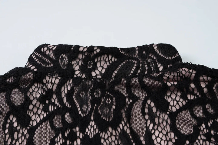Lace mini dress with turtleneck collar and button decoration - Kimora