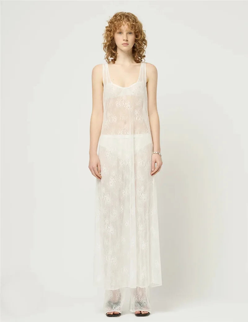 Transparent Lace Maxi Beach Dress - Sasha