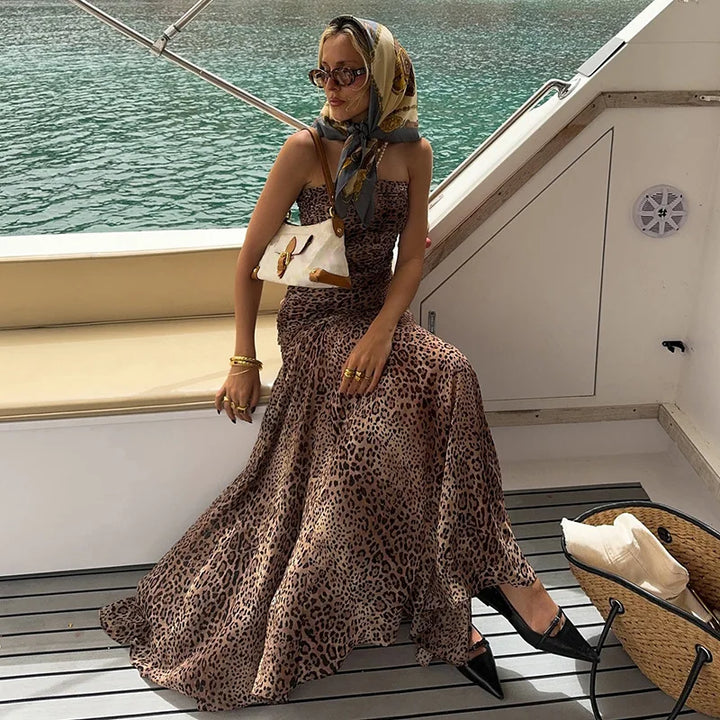 Strapless leopard print maxi dress - Frida