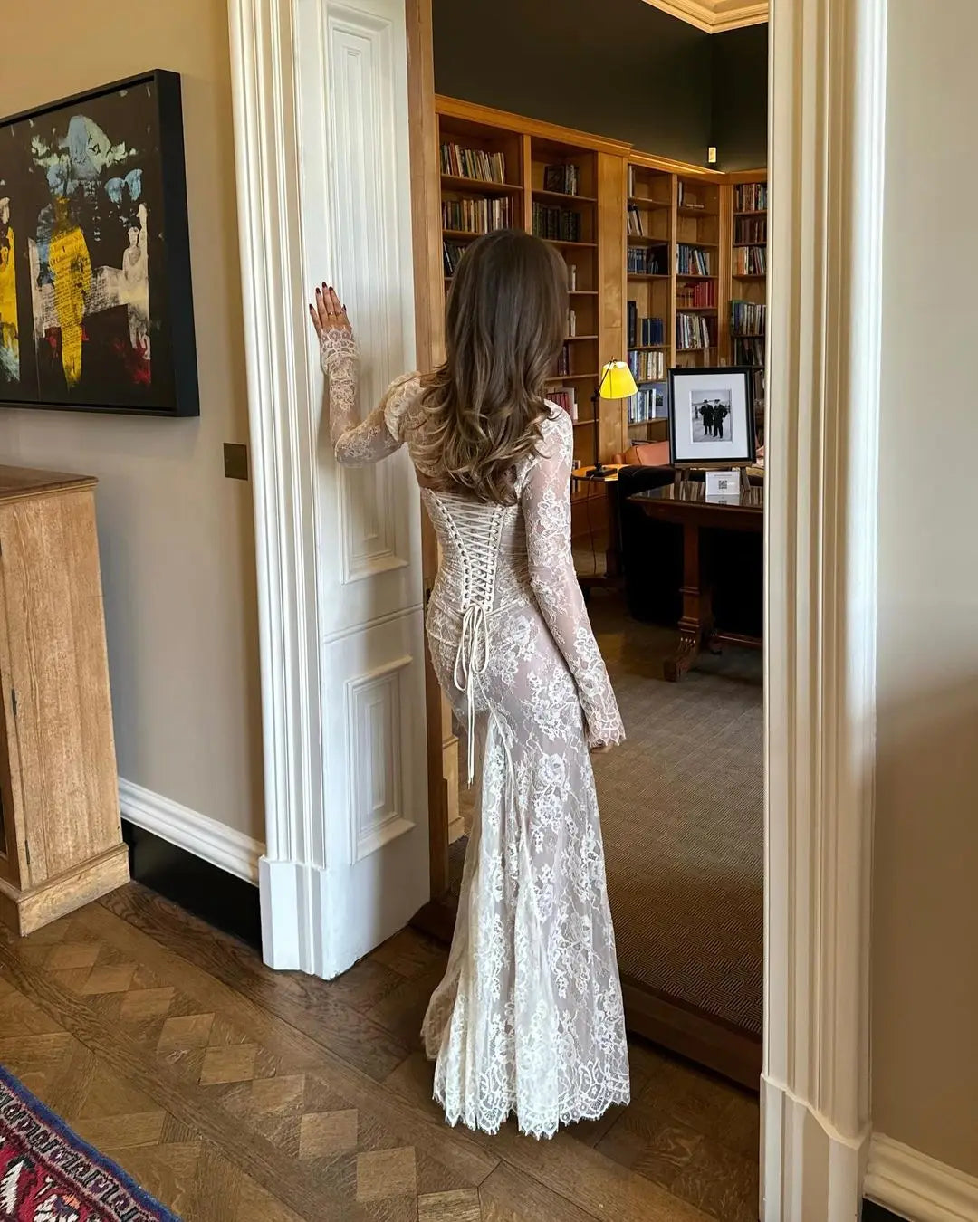 Elegant Maxi Lace Dress with Lace Sleeve Overlay - Ilia