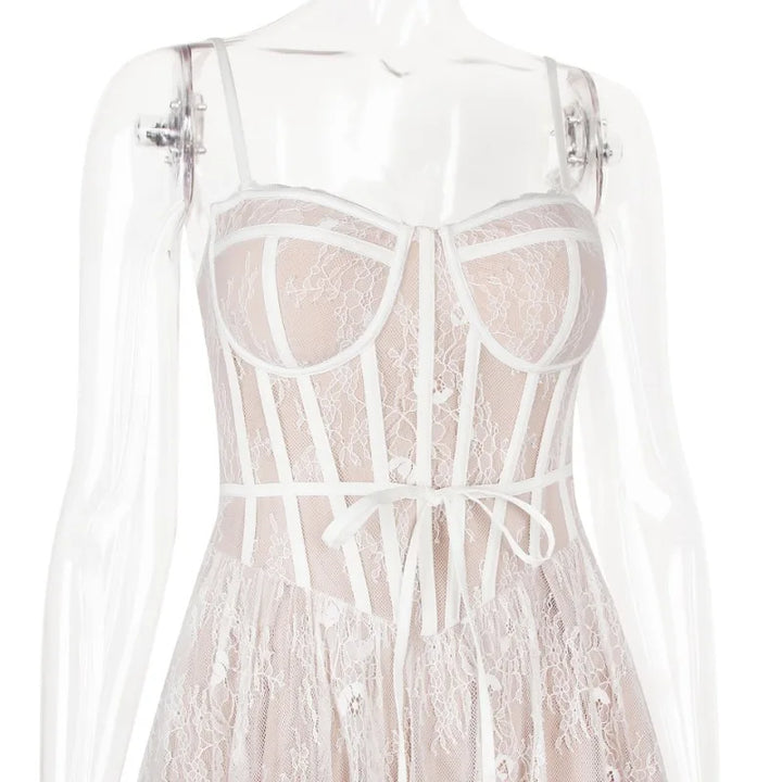 Mini Lace A-Line Dress with Corset Design - Milan