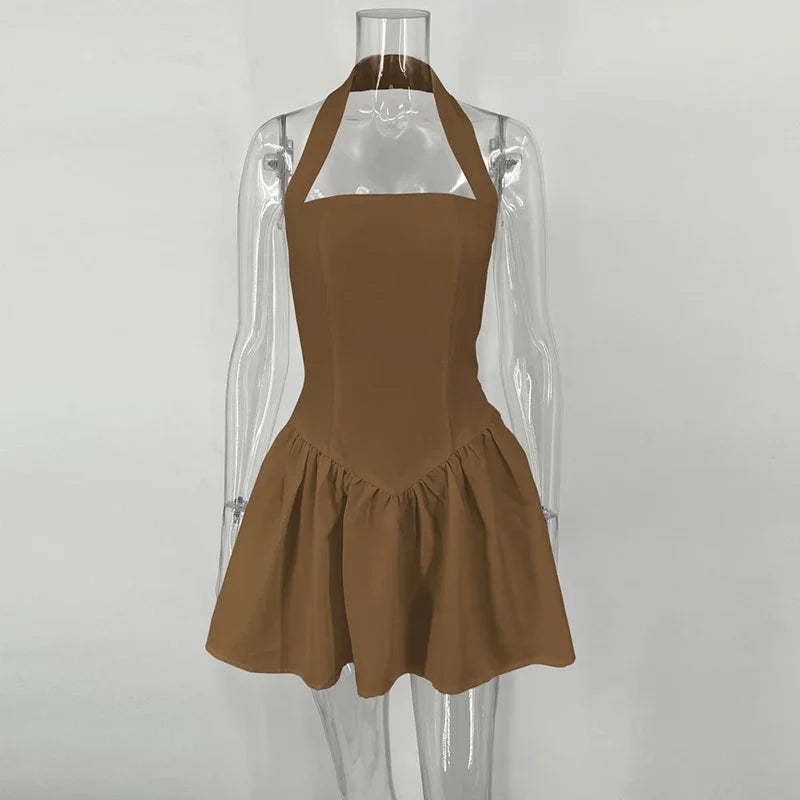 A-Line Mini Dress with Neck Closure - Sahar