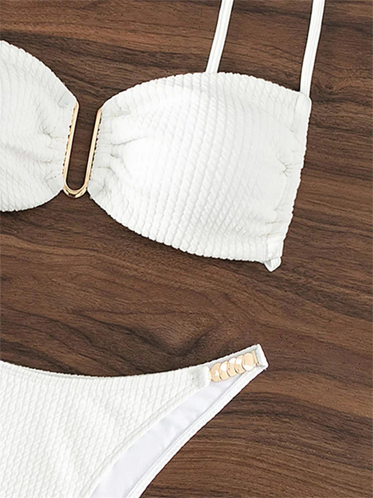 Bikini with gold buckle decoration - Maureen