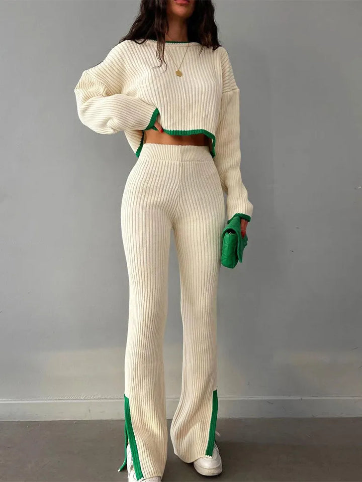 Knitted Two-Piece Suit: Pants and Shirt - Nora