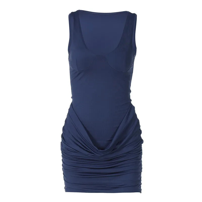 Basic fitted mini dress with ruching design - LIV