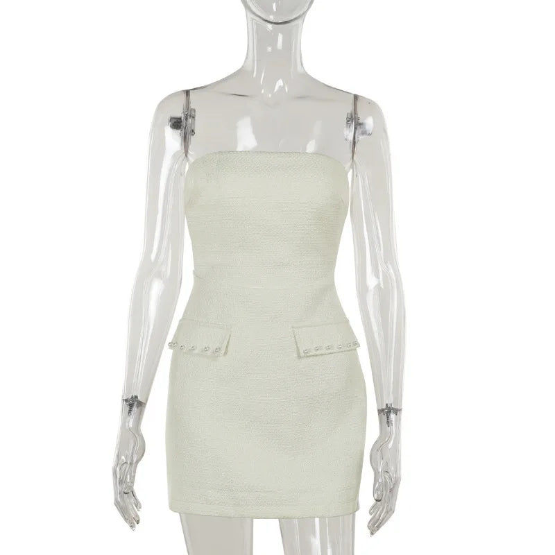 Strapless woven mini dress with short blazer - Leo