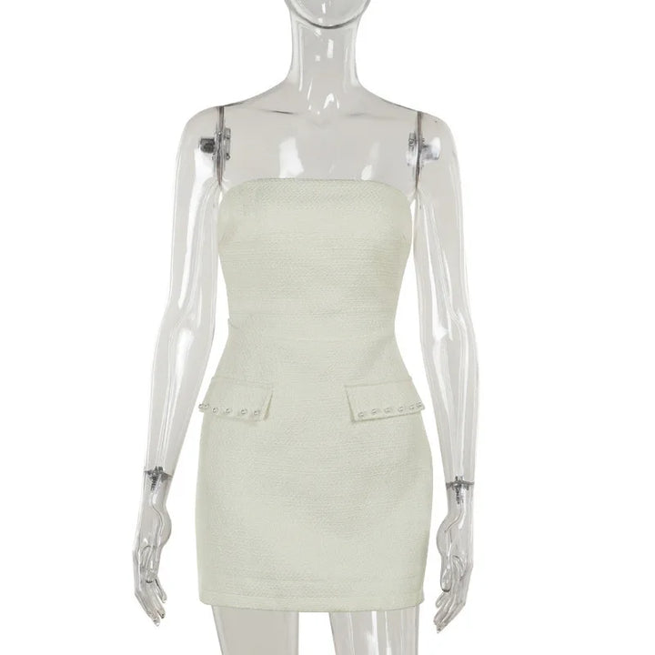 Strapless woven mini dress with short blazer - Leo