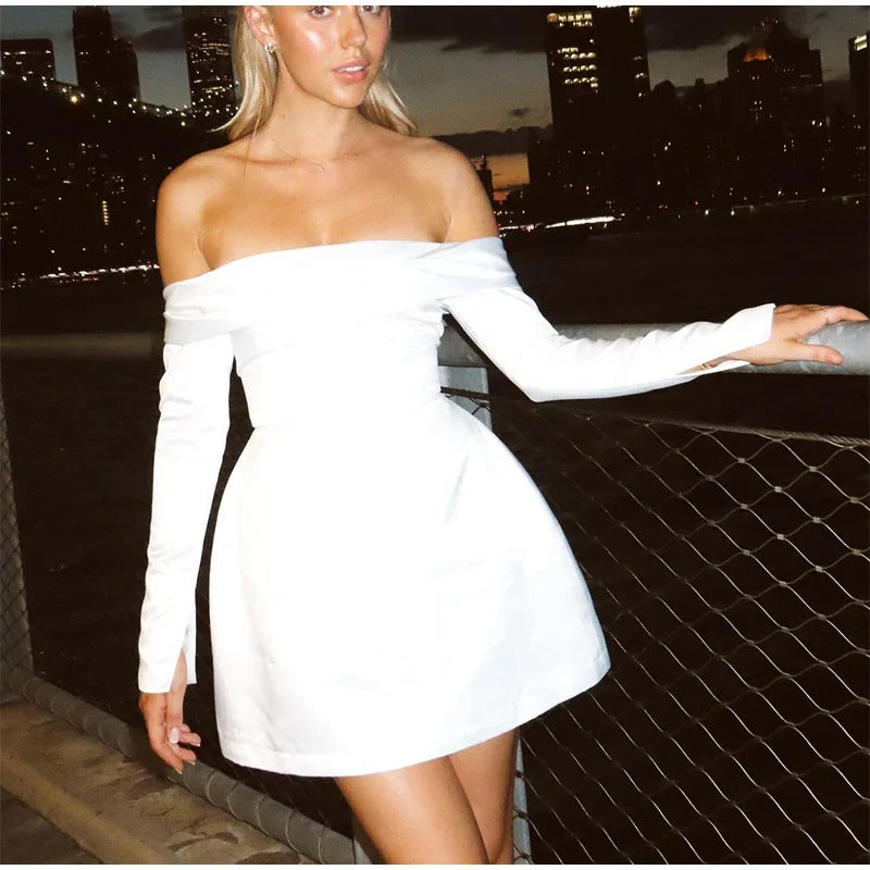 A-Line Mini Dress with Bare Shoulders - Miranda