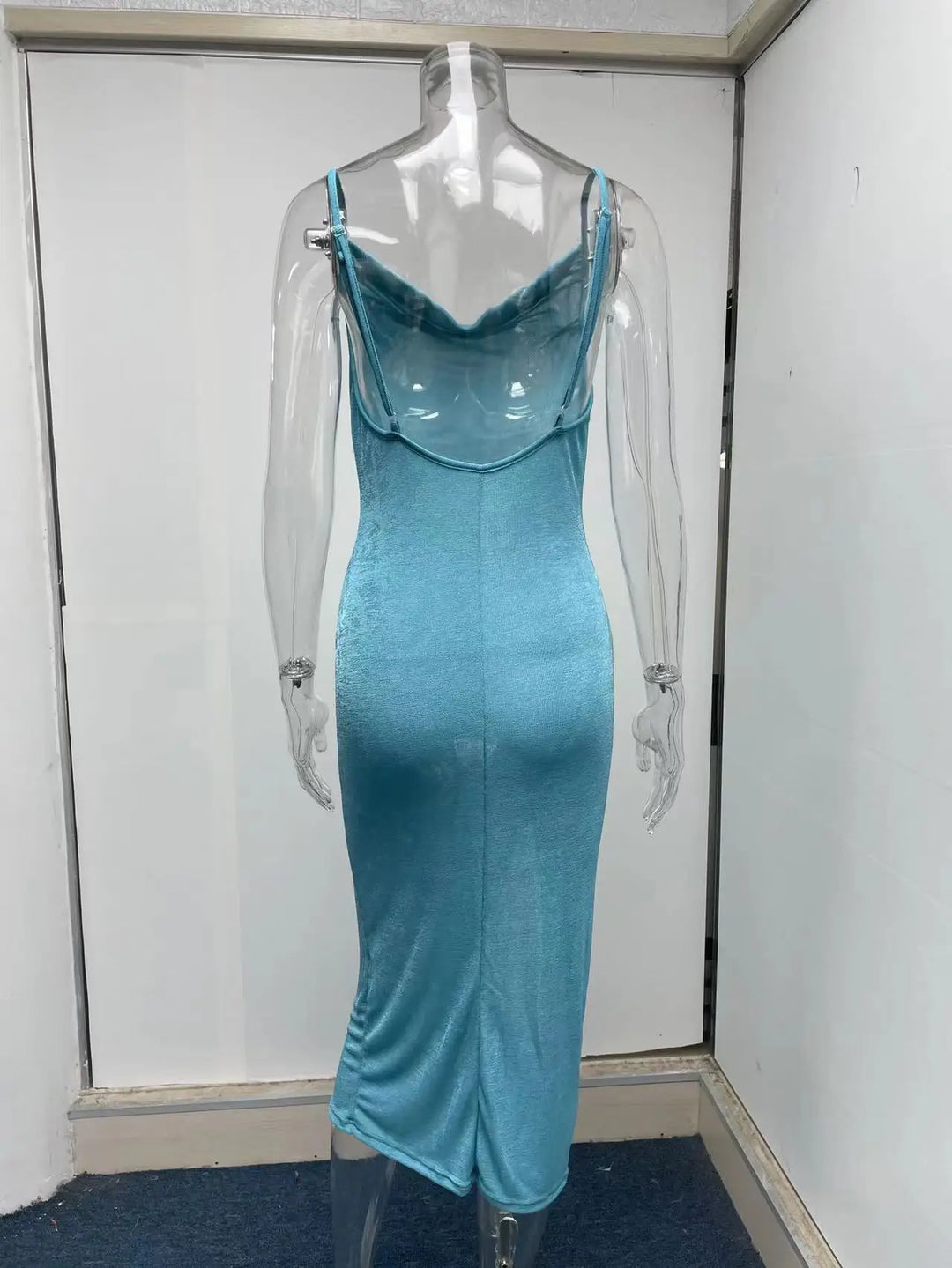 Summer midi knitted dress with slit decoration - Smile