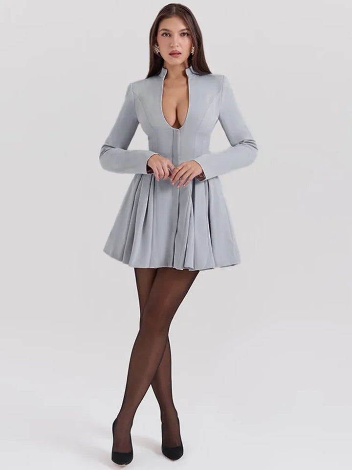 Tailored mini A-line dress with neckline design - Naomi