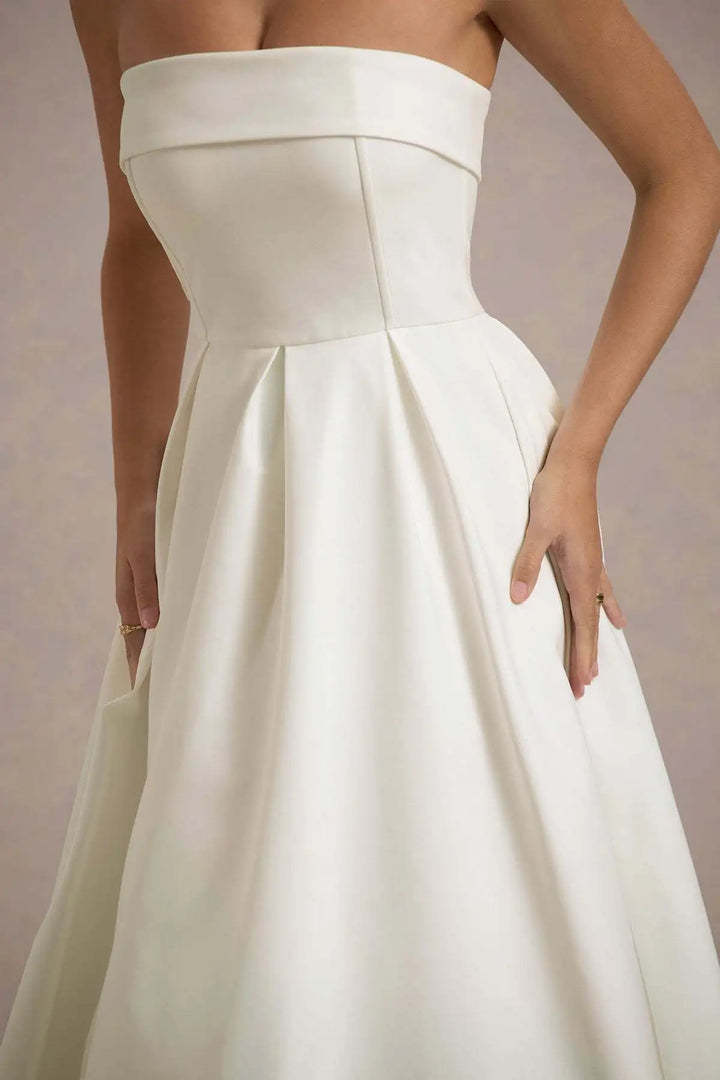 Elegant strapless midi dress - Sandra