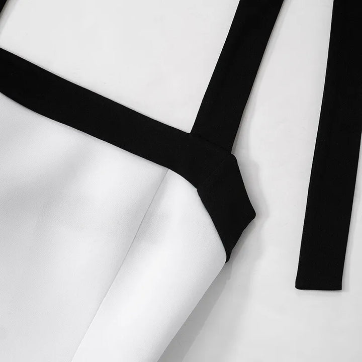 Elegant mini dress with neck tie and open back - Anna El