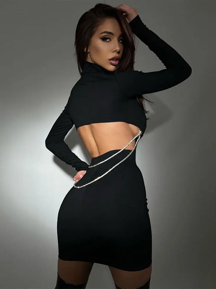 Mini turtleneck dress with diamond pattern - Kelly