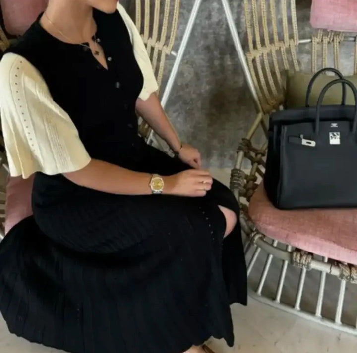 Midi Knitted Dress with French Vintage Design - Mimi