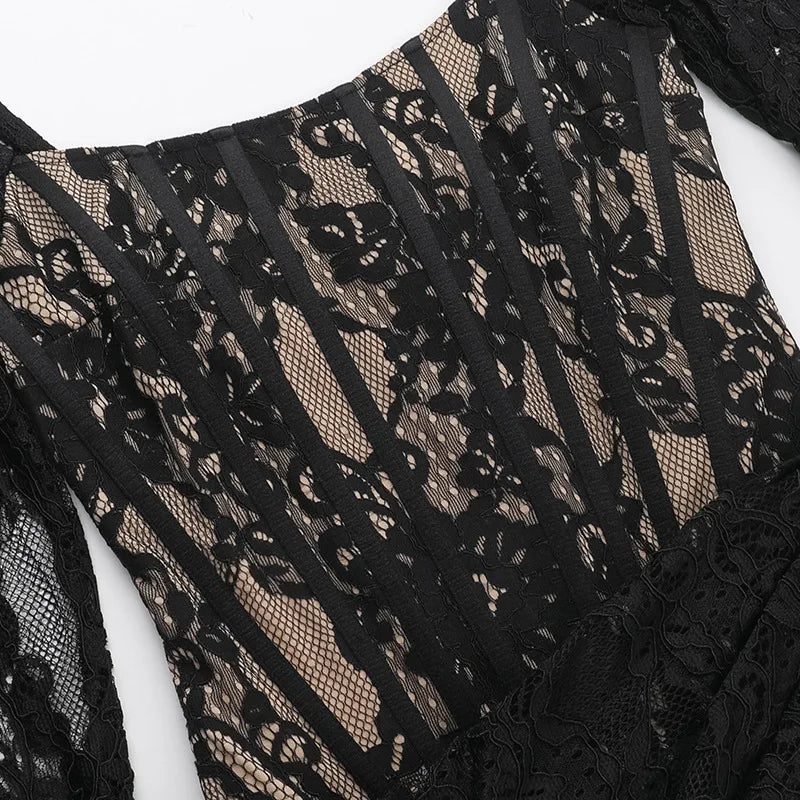 Lace mini dress with corset design - Ella Lee
