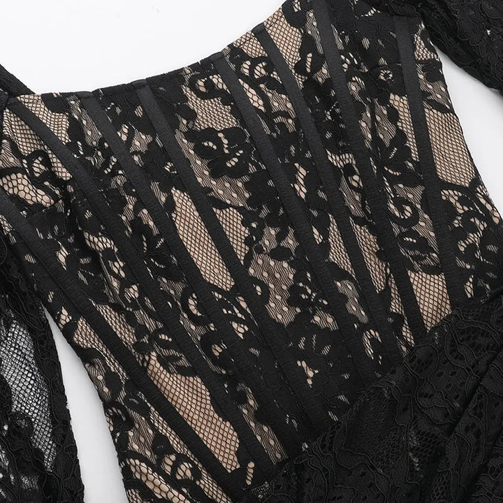 Lace mini dress with corset design - Ella Lee