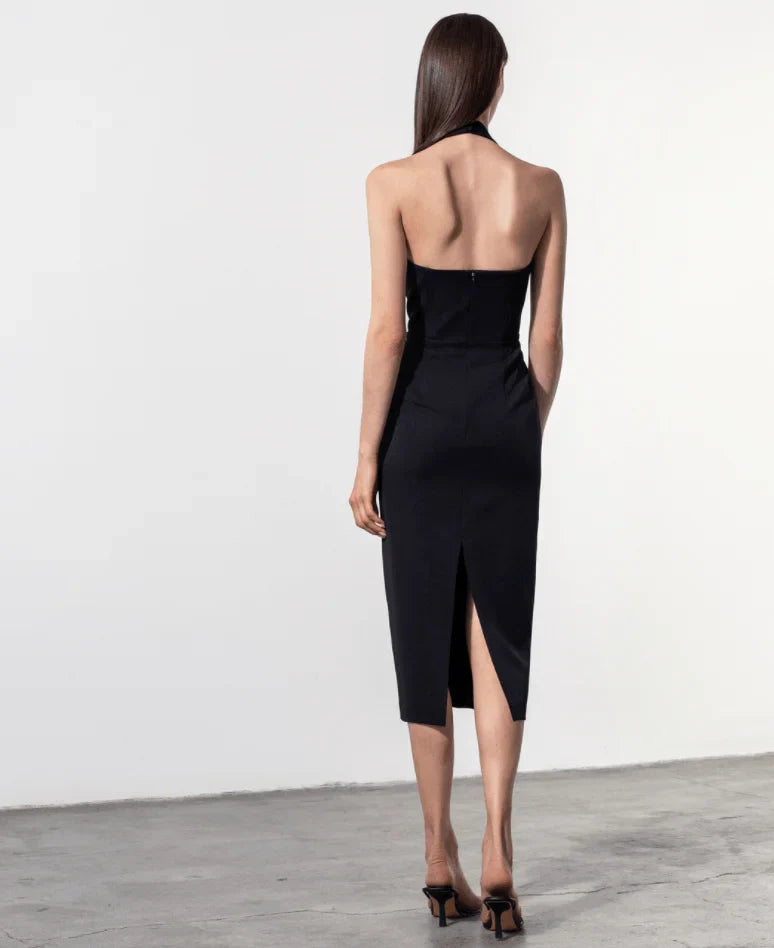 Fitted Midi Dress with Open Back - Morin