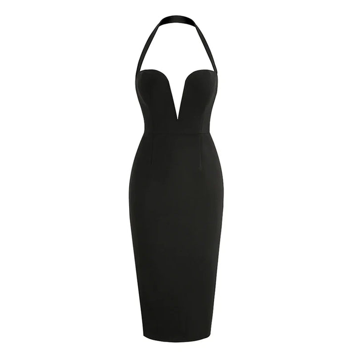 Fitted Midi Dress with Open Back - Morin