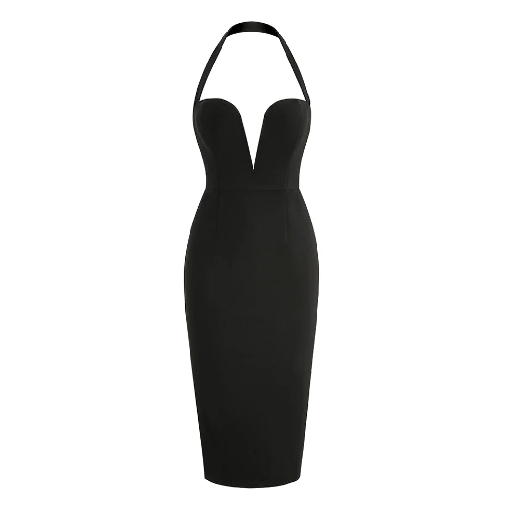 Fitted Midi Dress with Open Back - Morin