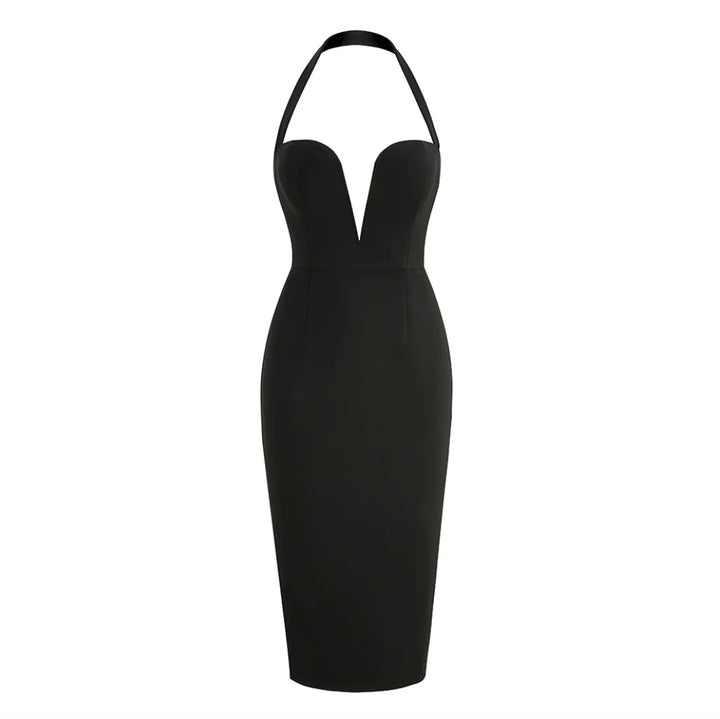 Fitted Midi Dress with Open Back - Morin