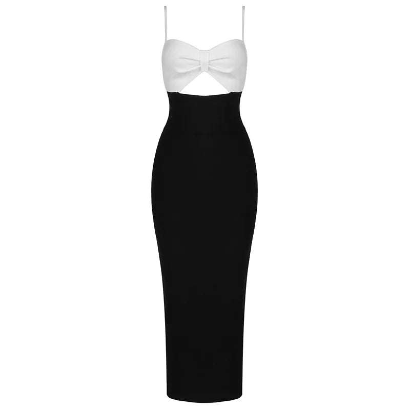 Fitted Midi Dress with Shaping Fabric and Cutout Design - Nili