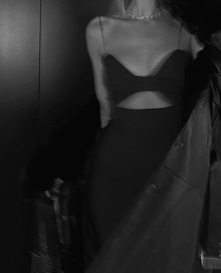 Fitted Midi Dress with Shaping Fabric and Cutout Design - Nili
