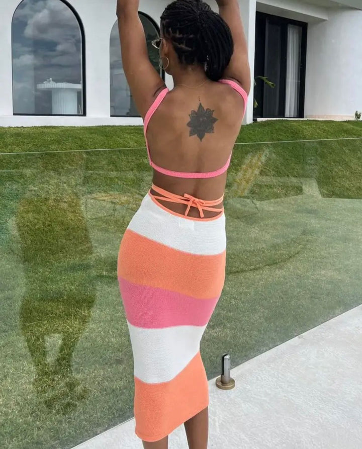 Striped Knitted Maxi Dress - Tali