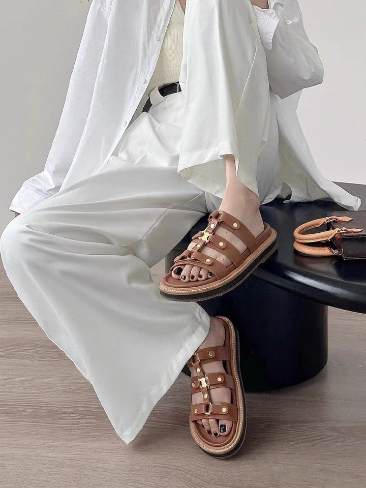 Celine Sandals in Luxurious Genuine Leather Design - Celine