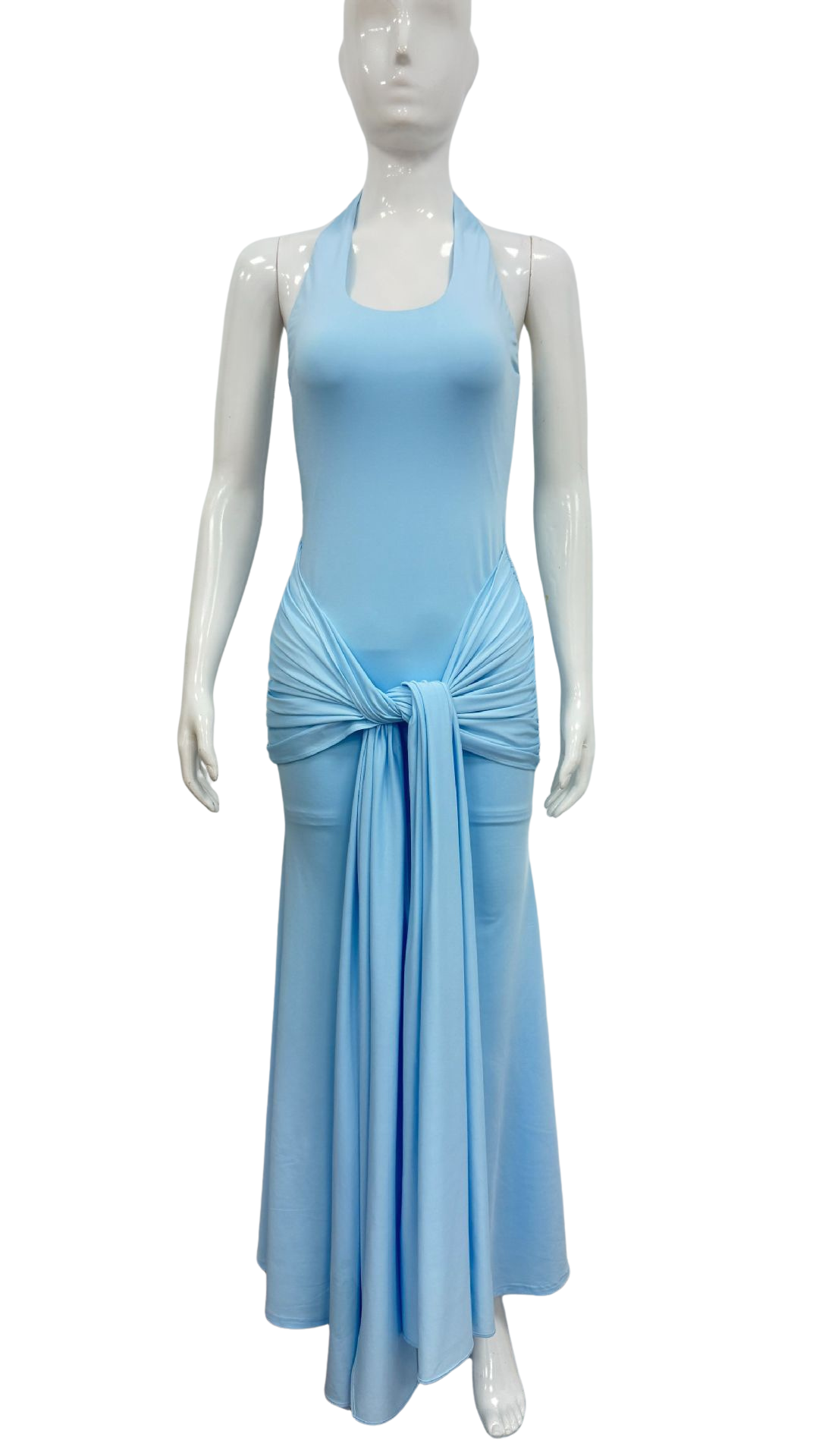 Maxi Dress with Tie at Open Back and Tie Design - Lillian