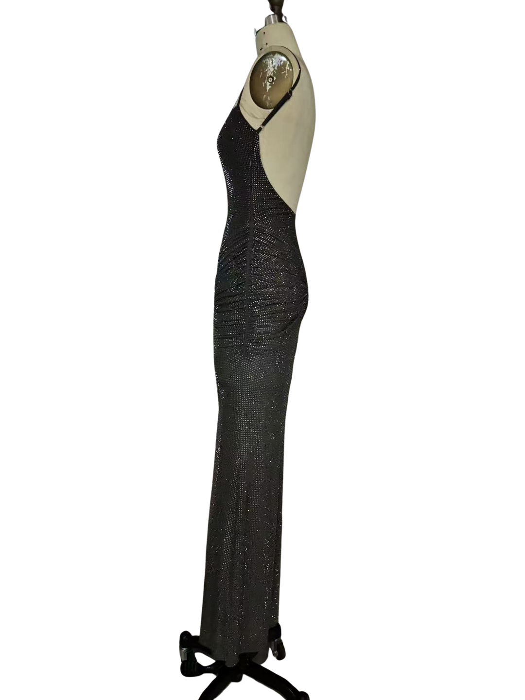 Fitted maxi dress with sparkling sequins and ruching - DIAN