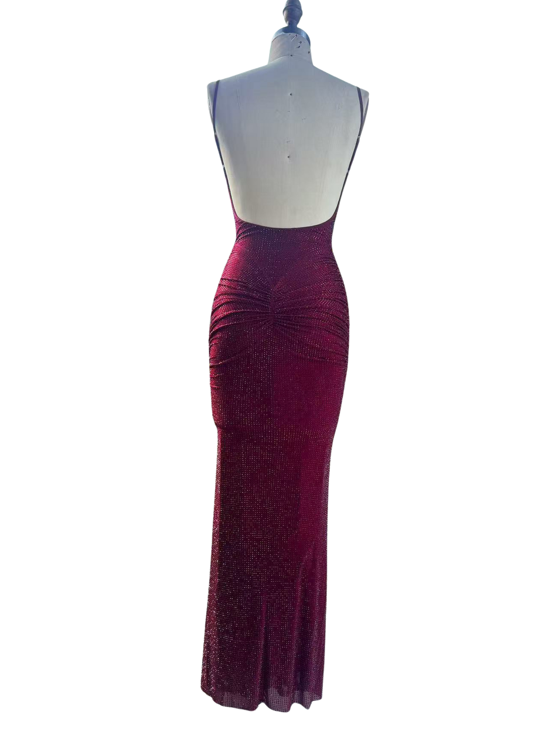 Fitted maxi dress with sparkling sequins and ruching - DIAN