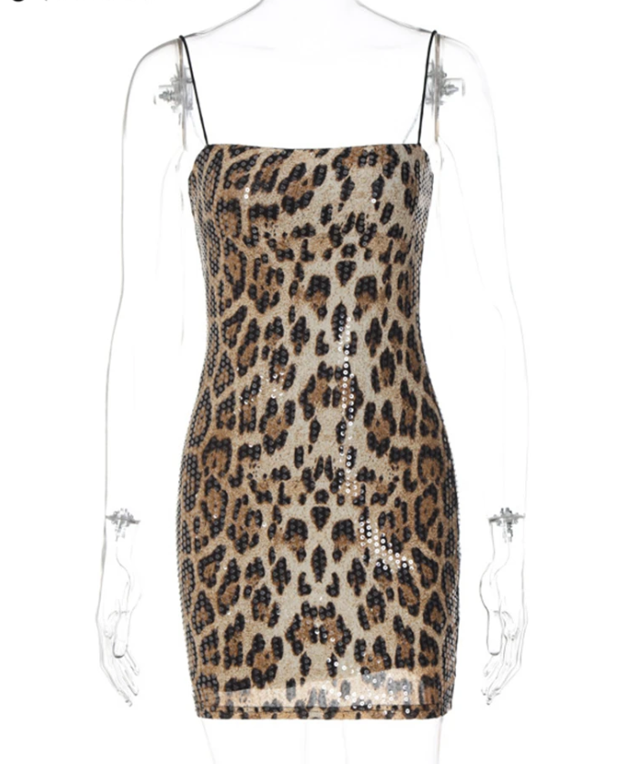 Leopard Sequin Mini Dress - Liza